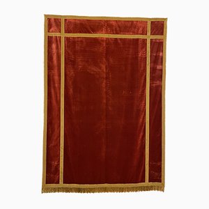 Antique Italian Red Silk Velvet Altar Back, 1800s