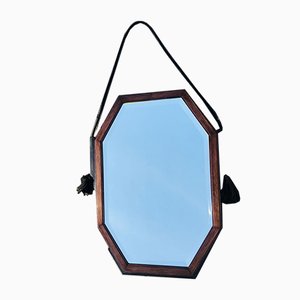 Art Deco Amsterdam School Faceted Mirror with Wooden Frame, 1930s