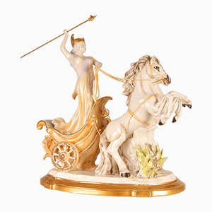 Mid-Century Italian Porcelain Sculpture of Diana the Huntress by Cesare Villari for Capodimonte