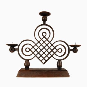 French Art Deco Wrought Iron Candleholder by Gilbert Poillerat, 1940s