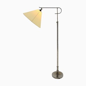 Lámpara de pie Bauhaus funcionalista ajustable de cromo, años 30