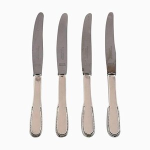 Number 14 Small Lunch Knives in Hammered Silver by Evald Nielsen, Set of 4