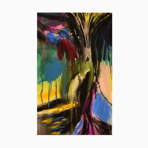 Ivy Lysdal, pintura modernista abstracta de gouache sobre cartulina