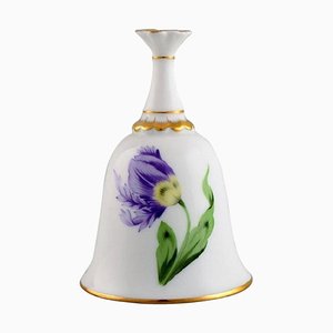 Campana de mesa de porcelana pintada a mano con decoración floral y dorada de Herend