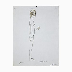 Leo Guida, Standing Girl, Dibujo original de tinta de Leo Guida, 1970