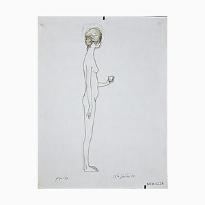 Leo Guida, Standing Girl, Original Ink Drawing by Leo Guida, 1970