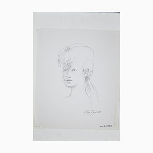 Leo Guida, A Girl, Original Pencil Drawing by Leo Guida, 1972