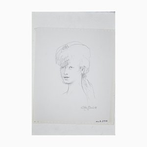 Leone Guida, A Girl, Original Pencil Drawing by Leo Guida, 1972
