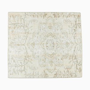 Tappeto Oushak vintage fatto a mano, beige