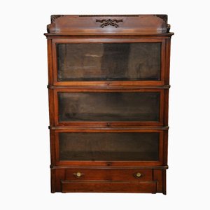 Antique Oak 3-Tier Barrister's Bookcase with Bottom Drawer