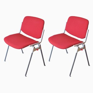 Red Dining Chairs by Giancarlo Piretti for Castelli / Anonima Castelli, 1970s, Set of 2