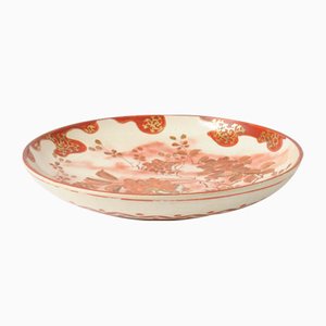 Plato japonés antiguo de cerámica Meiji de Kutani