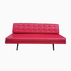 Red Faux Leather Sofa, 1970s