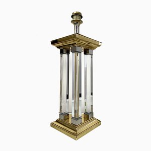 Large Regency Style Brass & Glass Table Lamp, 1970s