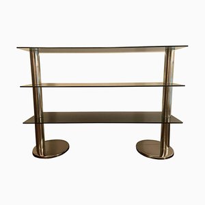 Italian Chrome and Glass Console Table, 1970s