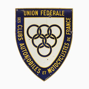 Advertising Enamel Federal Union of Car Clubs and Motorcyclists France Sign