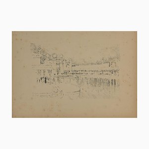 Unknown Grand Hotel, Original Pencil Drawing, Mid, 20th Century