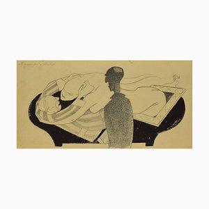 Embracing the Death, Original Tinte von Adolf Reinhold Hallman, 1936