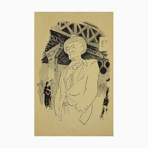 New York Banker, Original ink by Adolf Reinhold Hallman, 1955