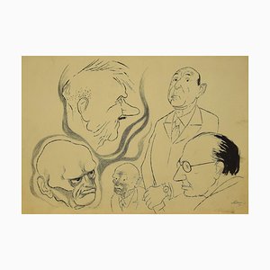 Caricatures, Original ink by Adolf Reinhold Hallman, 1930s