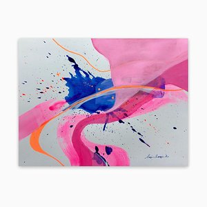 Vórtex rosado, pintura abstracta, 2020