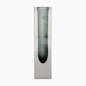 Vaso grigio in vetro di Murano lavorato a mano di Flavio Poli di Mandruzzato, Italia, anni '60