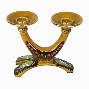 Hand-Decorated Curved Candleholder, 1960s