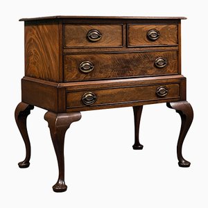 Antique Victorian English Flame Mahogany Chest of Drawers on Stand, Circa 1900