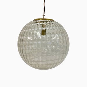 Lámpara colgante en forma de globo de cristal de Murano, años 70