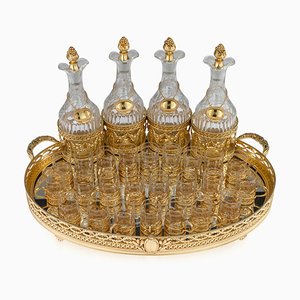 Set da tavola di stoffa dorata e color crema in argento dorato di Maison Odiot, fine XIX secolo, set di 33