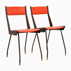 Italian Red Leatherette Dining Chairs by Gianfranco Frattini for R&B, 1950s, Set of 6