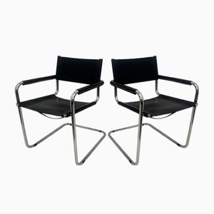 Tubular MG5 Chairs in Leather by Marcel Breuer, 1970s, Set of 2