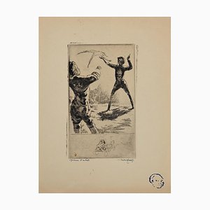 Acquaforte Henri Color, Figura, Incisione originale, inizio XX secolo