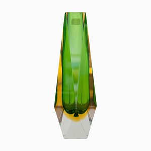 Green Hand-Crafted Murano Glass Vase by Flavio Poli for Mandruzzato, Italy, 1960s