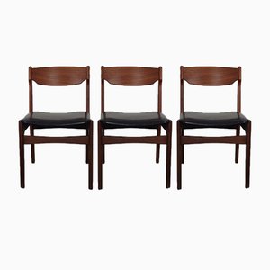 Danish Solid Teak Dining Chairs, 1960s, Set of 3