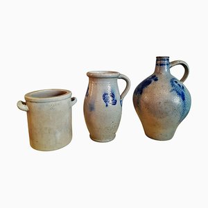 Salzglasur aus 19. Jahrhundert von Bauer Pottery, 3er Set