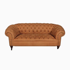 Nubuck Leather Buttoned Chesterfield Sofa, 1870s