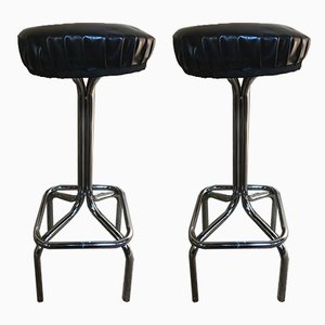 Set of Mid-Century Modern Chrome Barstools, 1950s