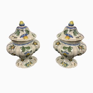 Moustier Covered Pots, 1700s, Set of 2