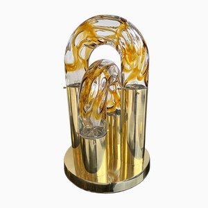 Italian Brass & Murano Glass Lamp by Aldo Nason for Mazzega, 1970s