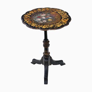 Victorian Hand-Decorated Tilt Top Wine Table, 1880s