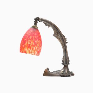 Art Deco Amsterdamer Schule Patinierte Tischlampe aus Messing, 1920er