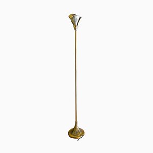 Vintage Tommaso Barbi Style Brass Lily Floor Lamp