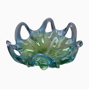 Vintage Murano Glasschale in Türkis & Blau, 1950er