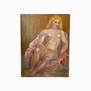 Junod, olio su tela, Nude Woman, anni '50