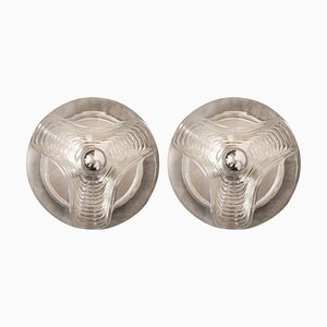 Large Wave Clear Flush Mount or Wall Lights from Peill & Putzler, Set of 2