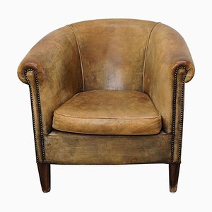 Fauteuil Vintage Cognac en Cuir, Pays-Bas