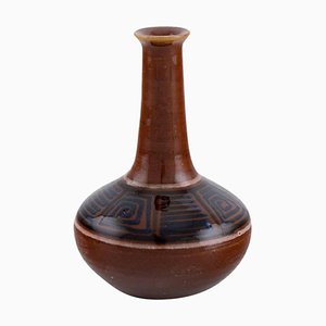 Narrow Neck Vase aus Glasierter Keramik mit Geometrischem Muster von Kähler, 1940er