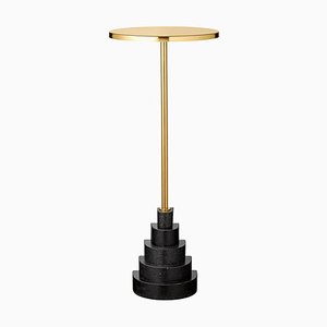 Granite and Steel Side Table with Gold Top