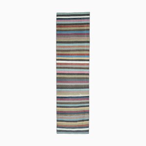 Vintage Turkish Striped Rainbow Rug